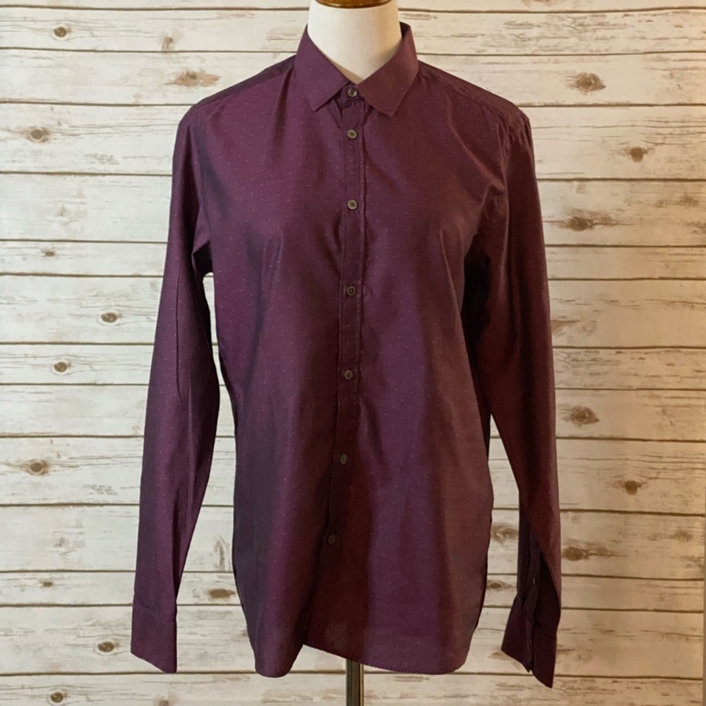 Ted Baker classic purple/pink 100% cotton button-down shirt Size Medium